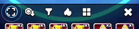 The expand button at the far left of the roster toolbar, ringed