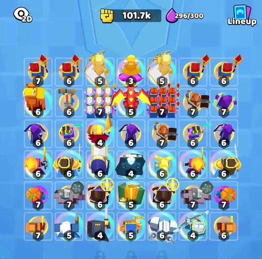 Battlefield in 3D view, showing troop models instead of hero cards