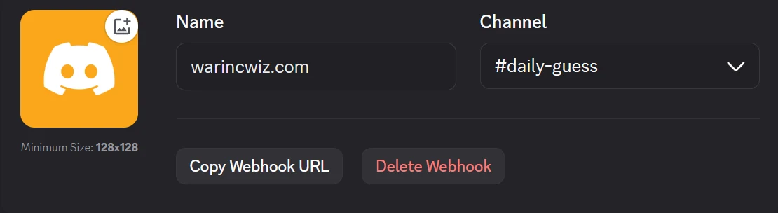 Webhook settings with the Copy Webhook URL button highlighted